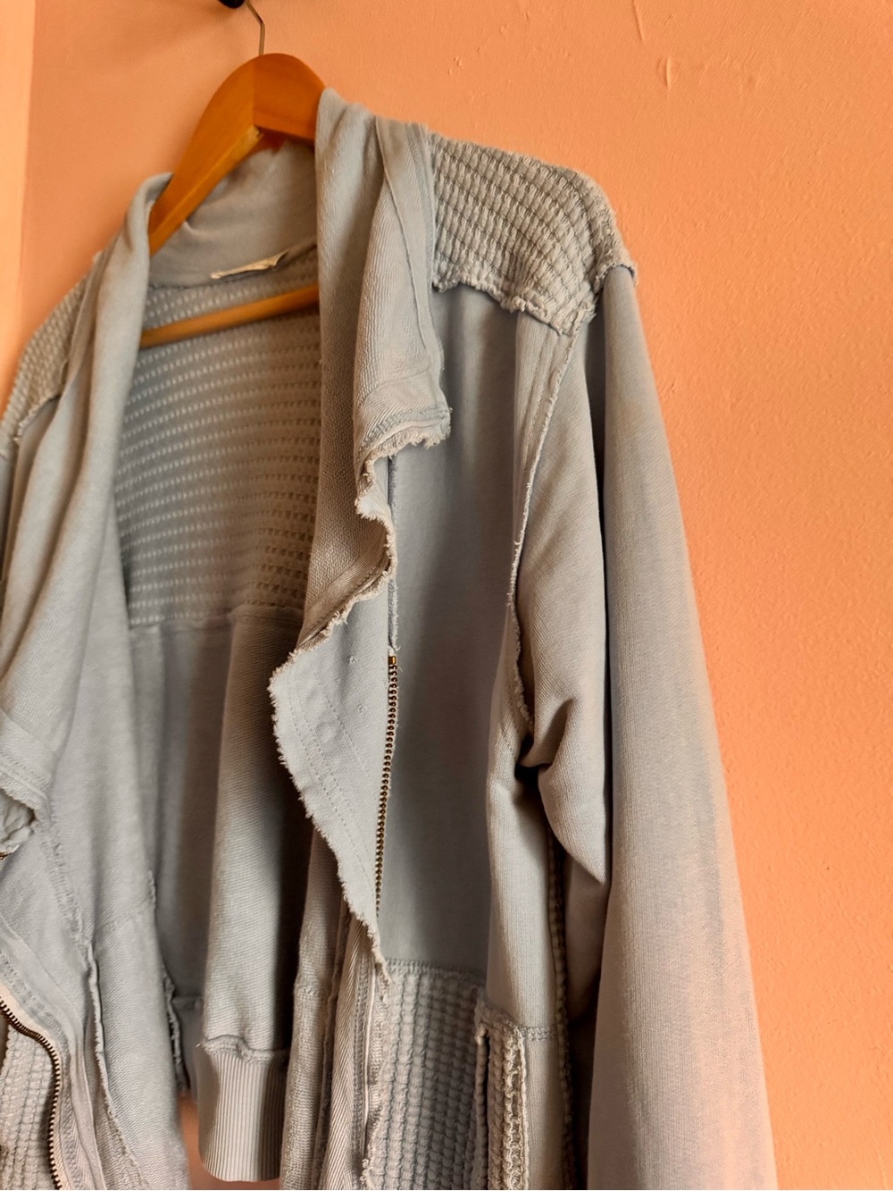 Light Blue Textured Open-Front Jacket - Picture 2 of 5